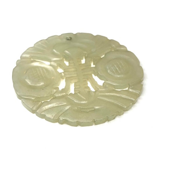 Antique Qing Dynasty Chinese Double Side Carved Natural Jade Pendant - Picture 2 of 4